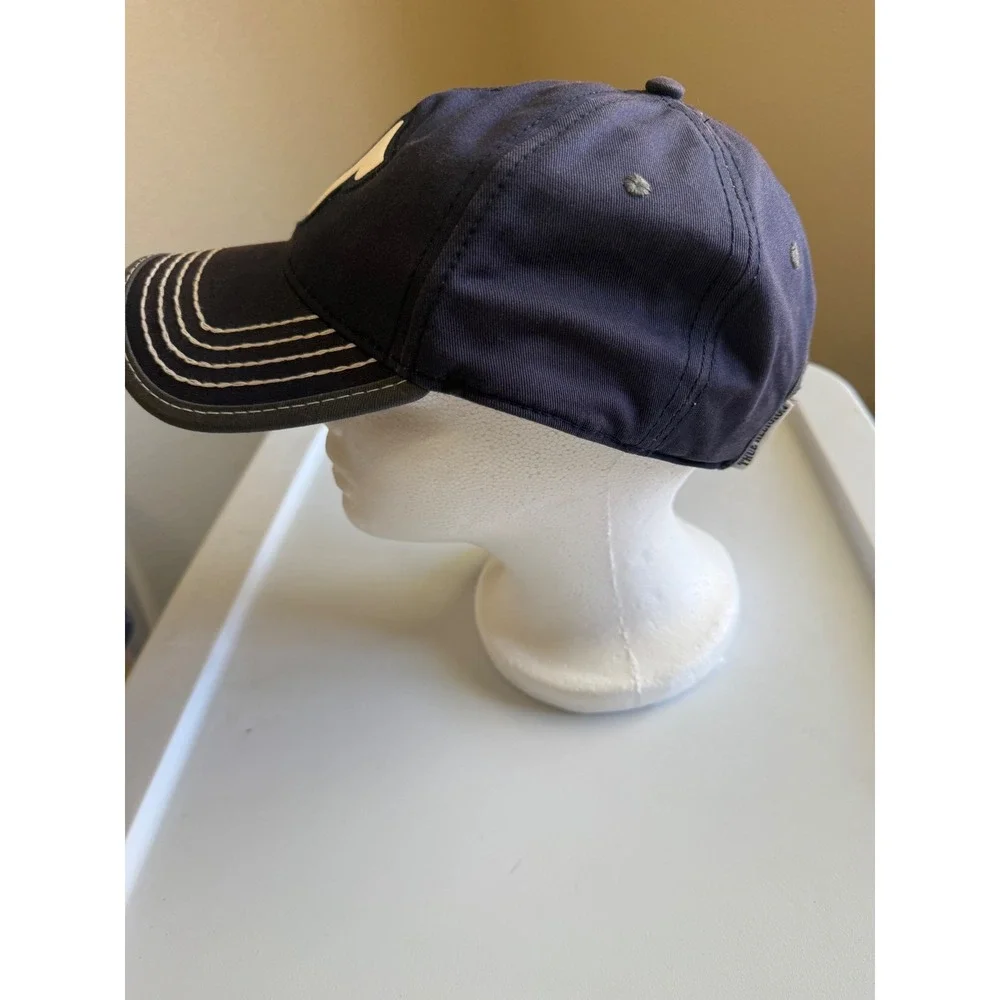 True Religion Navy Blue Horseshoe Logo Baseball Cap Leather Strap Hat One Size